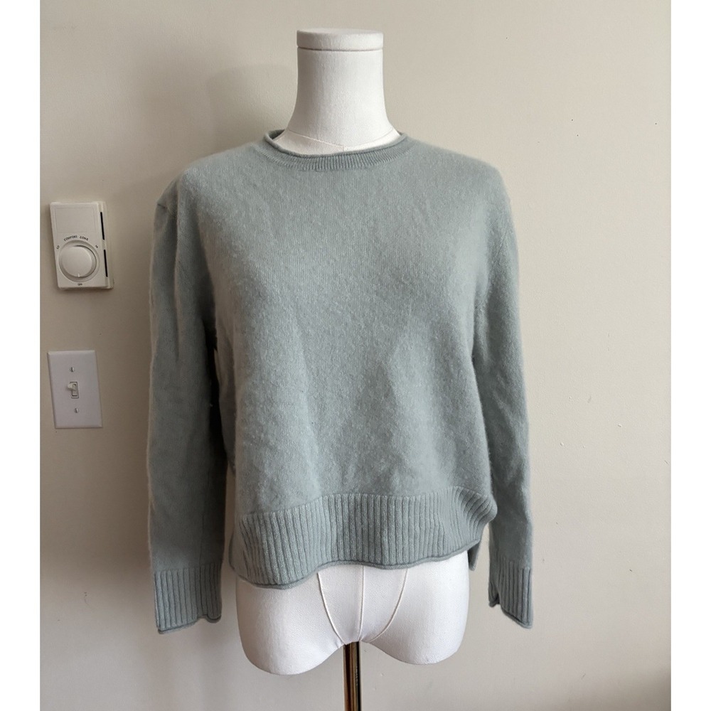 Rachel Zoe Womens Large 100% Cashmere Sweater Sage Light Green Casual Boho Cute